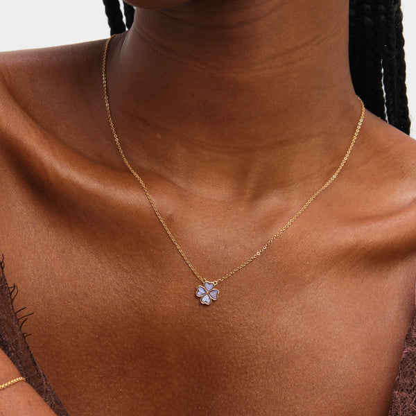 Jon Richard Gold Plated and Lilac Heart Clover Pendant Necklace