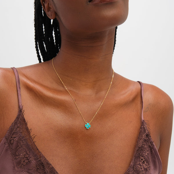 Jon Richard Gold Plated and Turquoise Heart Clover Pendant Necklace