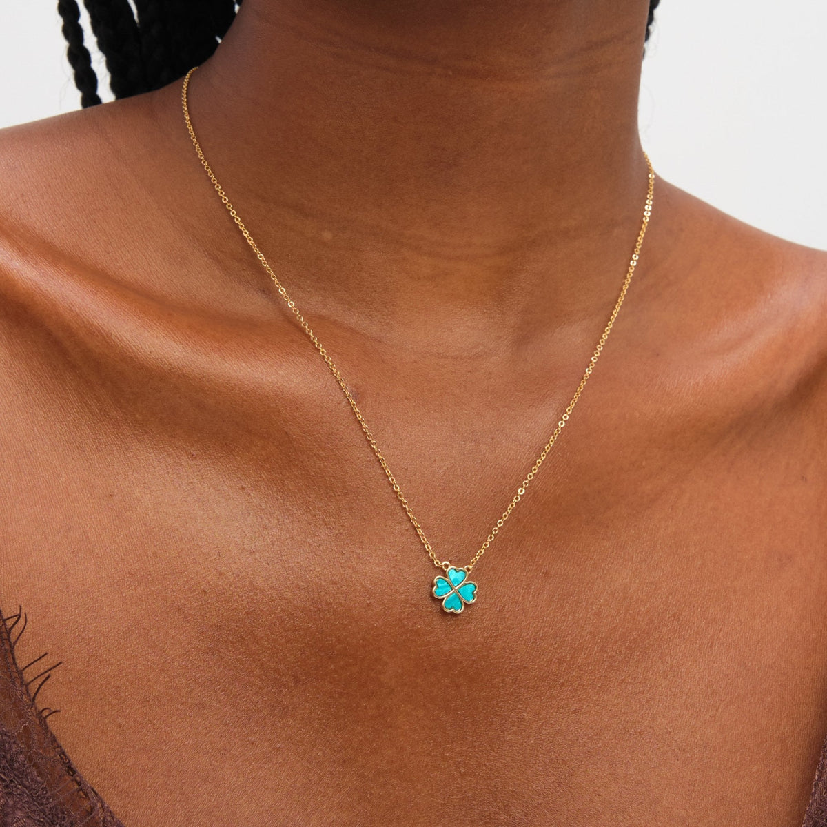 Jon Richard Gold Plated and Turquoise Heart Clover Pendant Necklace