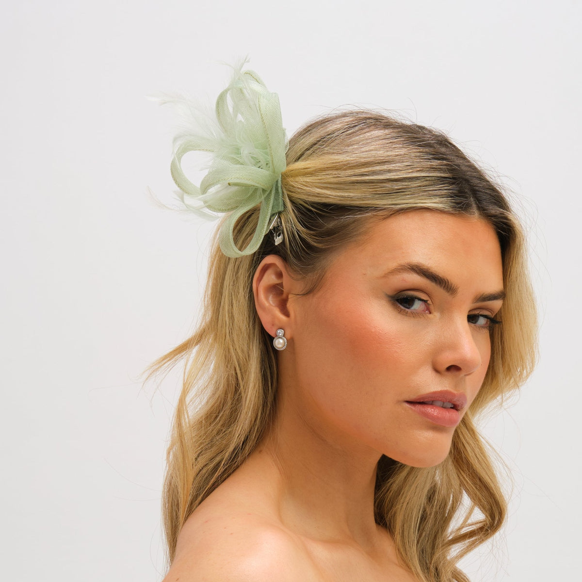 Jon Richard Small Sage Green Clip Fascinator