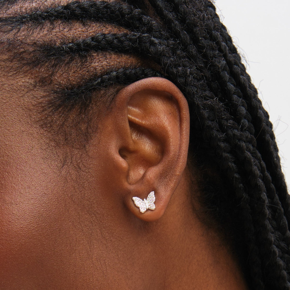 Inicio Sterling Silver Pave Butterfly Studs - Gift Pouch