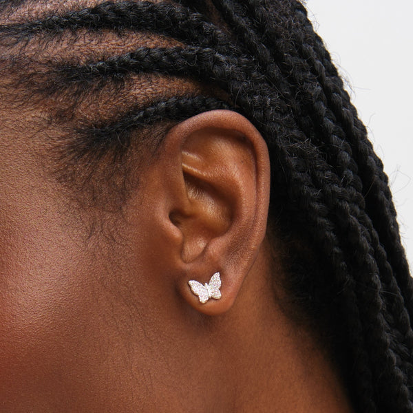 Inicio Sterling Silver Pave Butterfly Studs - Gift Pouch