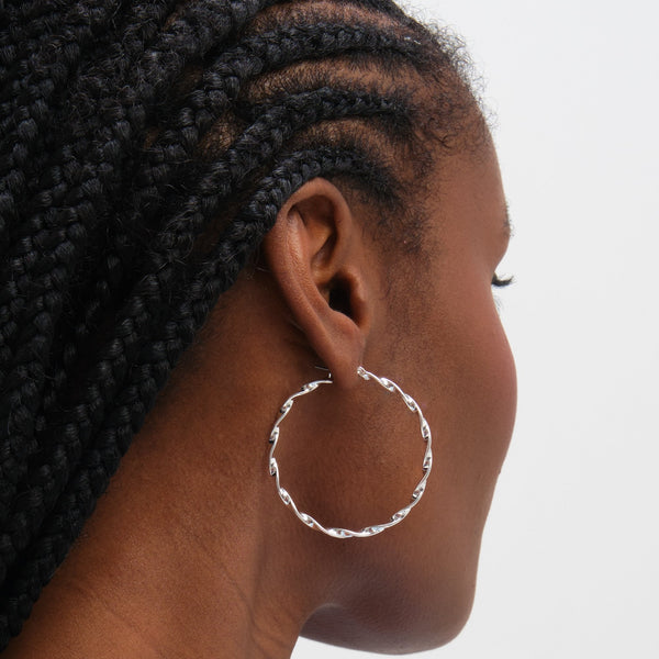 Inicio Sterling Silver Large Twist Hoops - Gift Pouch