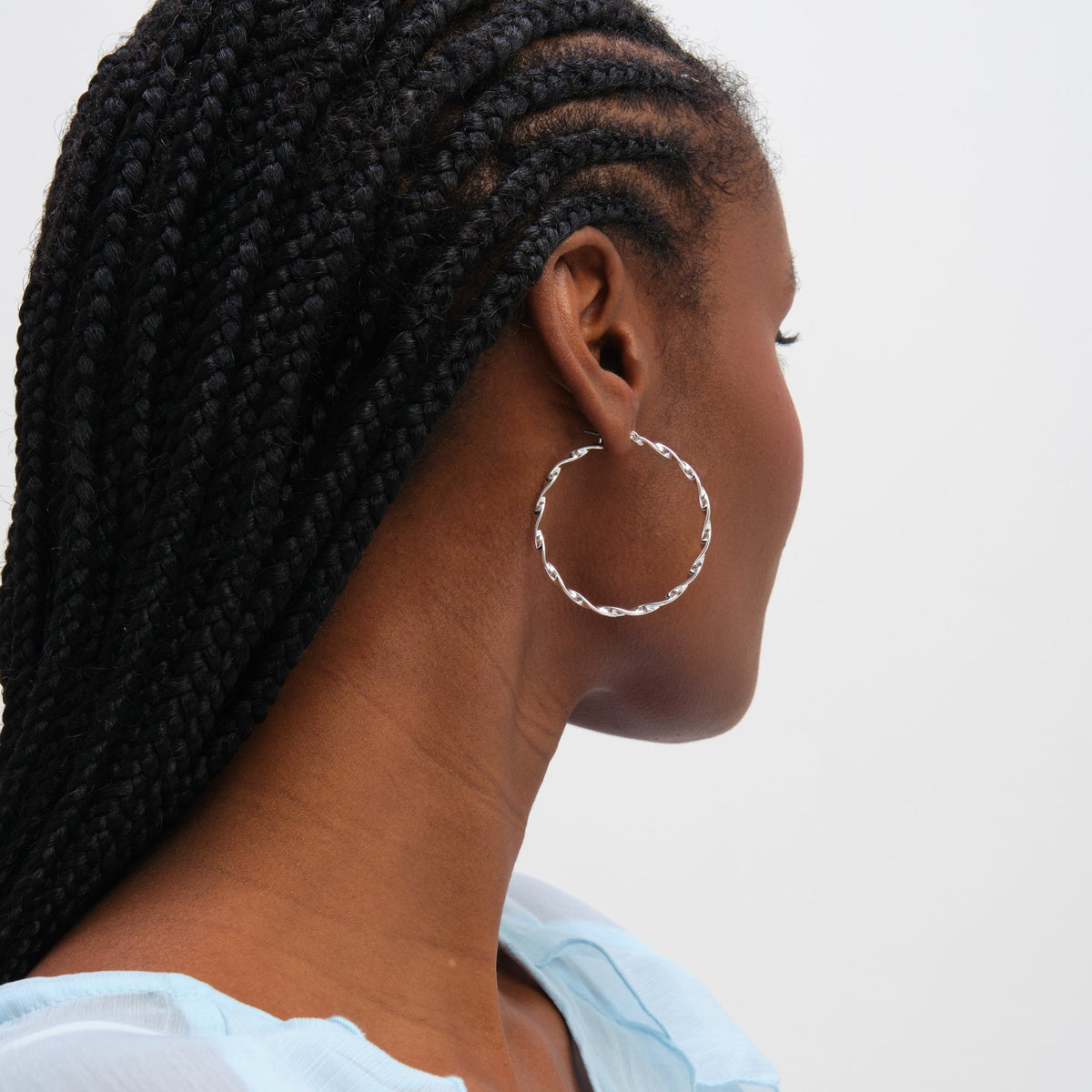 Inicio Sterling Silver Large Twist Hoops - Gift Pouch