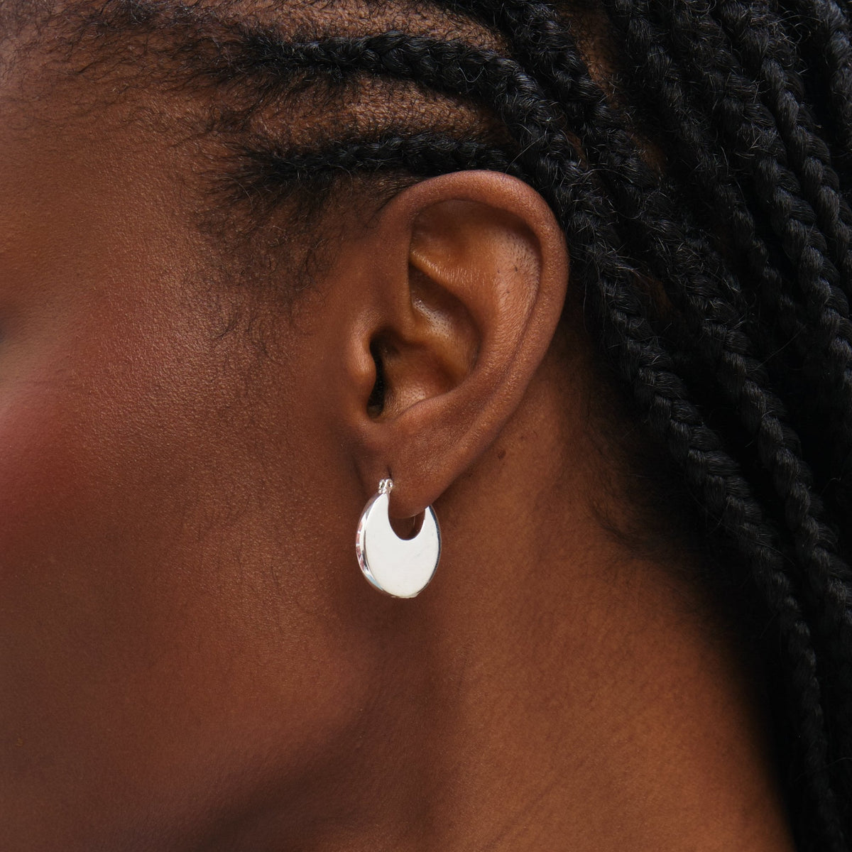 Inicio Sterling Silver Polished Flat Fluid Hoops - Gift Pouch