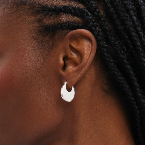Inicio Sterling Silver Polished Flat Fluid Hoops - Gift Pouch