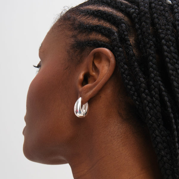 Inicio Sterling Silver Polished Dome Hoops - Gift Pouch