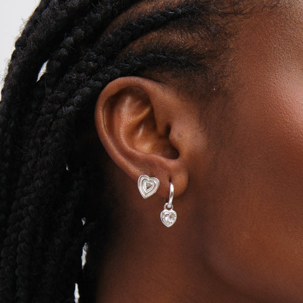 Inicio Sterling Silver Heart Earrings - Pack of 2