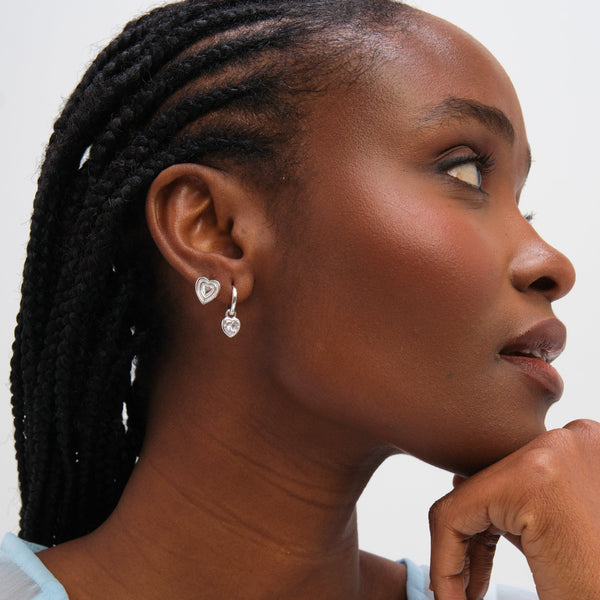 Inicio Sterling Silver Heart Earrings - Pack of 2