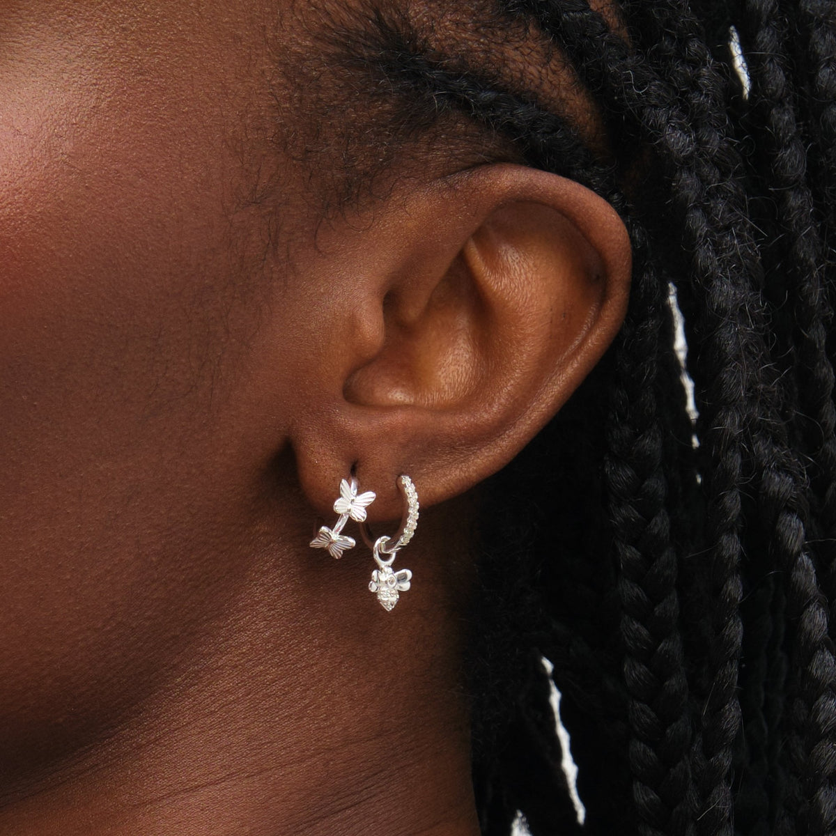 Inicio Sterling Silver Butterfly Bumble Bee Earrings - Pack of 2