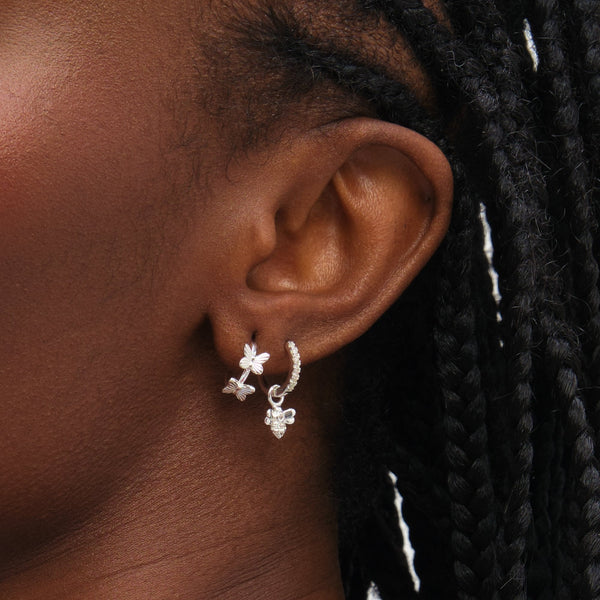 Inicio Sterling Silver Butterfly Bumble Bee Earrings - Pack of 2