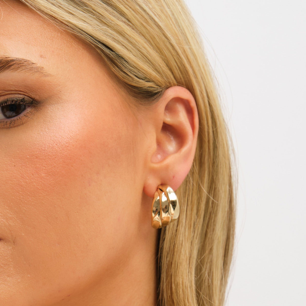 Jon Richard Gold Plated Multirow Molten Hoop Earrings