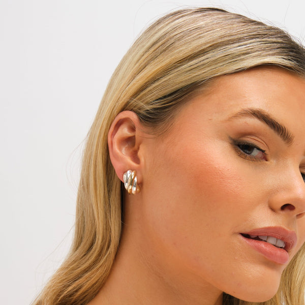 Jon Richard Two Tone Clip Earrings