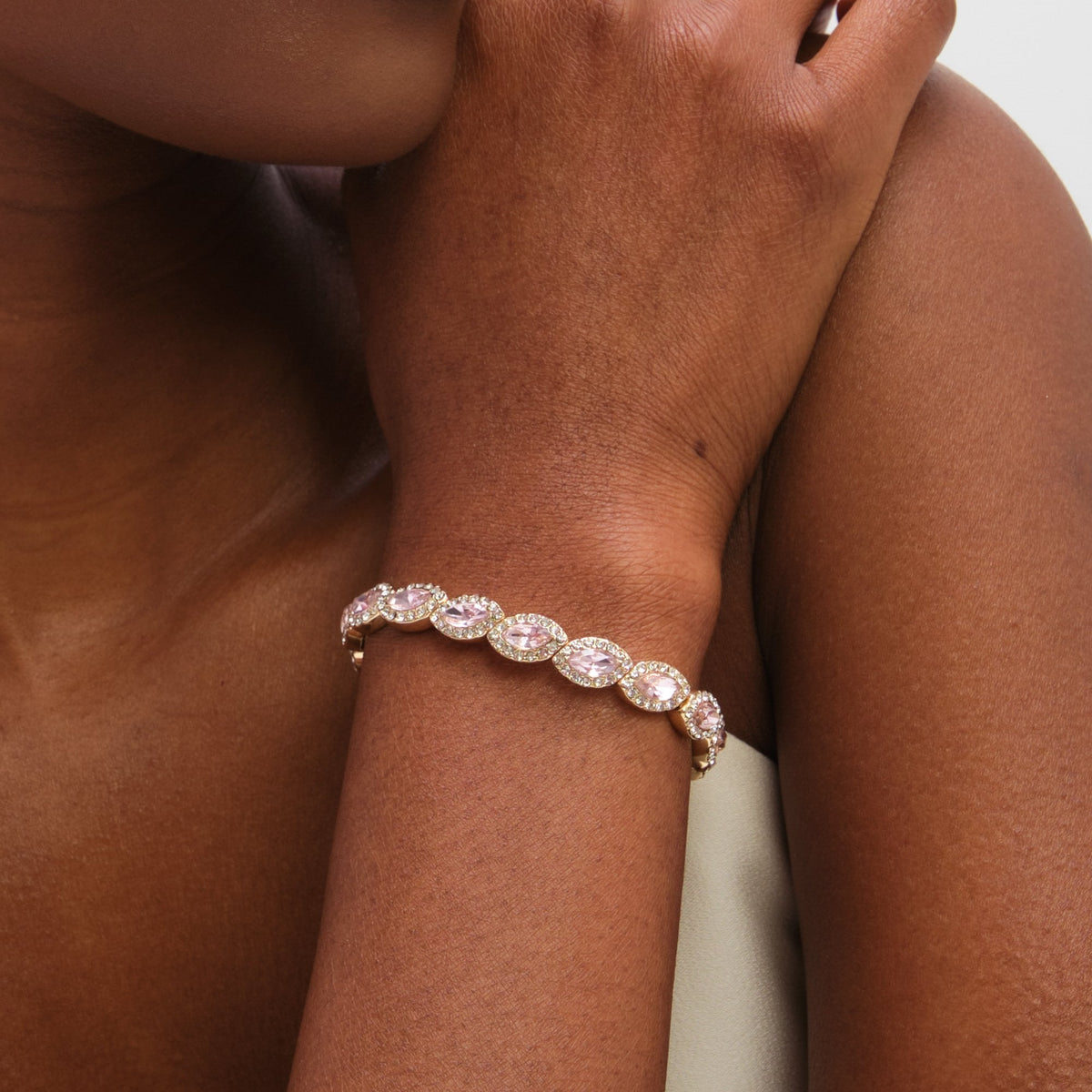 Jon Richard Gold Plated and Pink Navette Stretch Bracelet