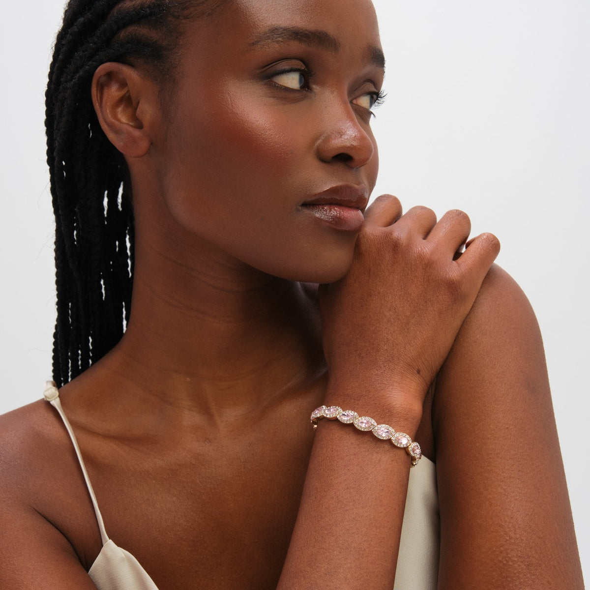 Jon Richard Gold Plated and Pink Navette Stretch Bracelet