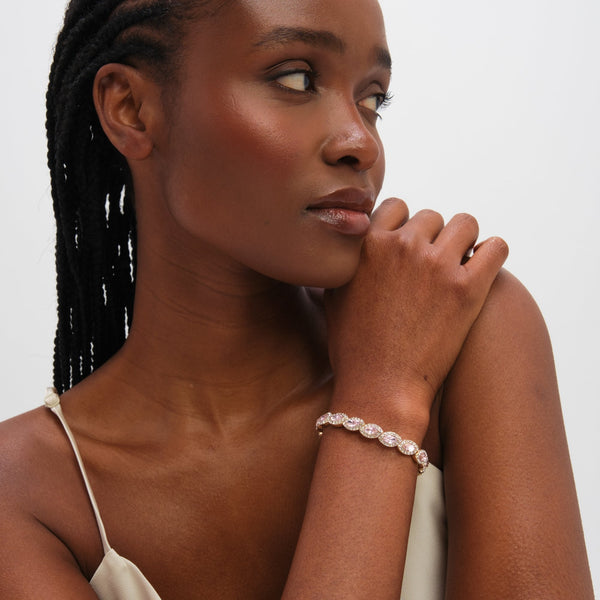 Jon Richard Gold Plated and Pink Navette Stretch Bracelet