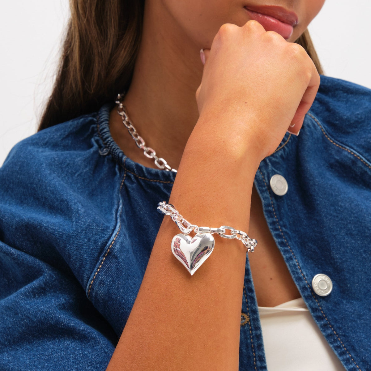 Mood Silver Plated Polished Heart Bracelet