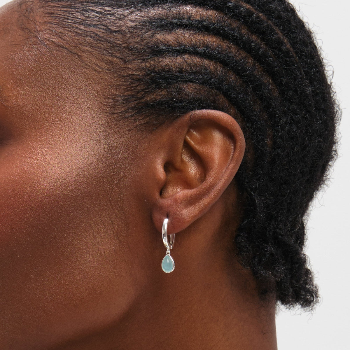 Inicio Sterling Silver Turquoise Peardrop Charm Hoops