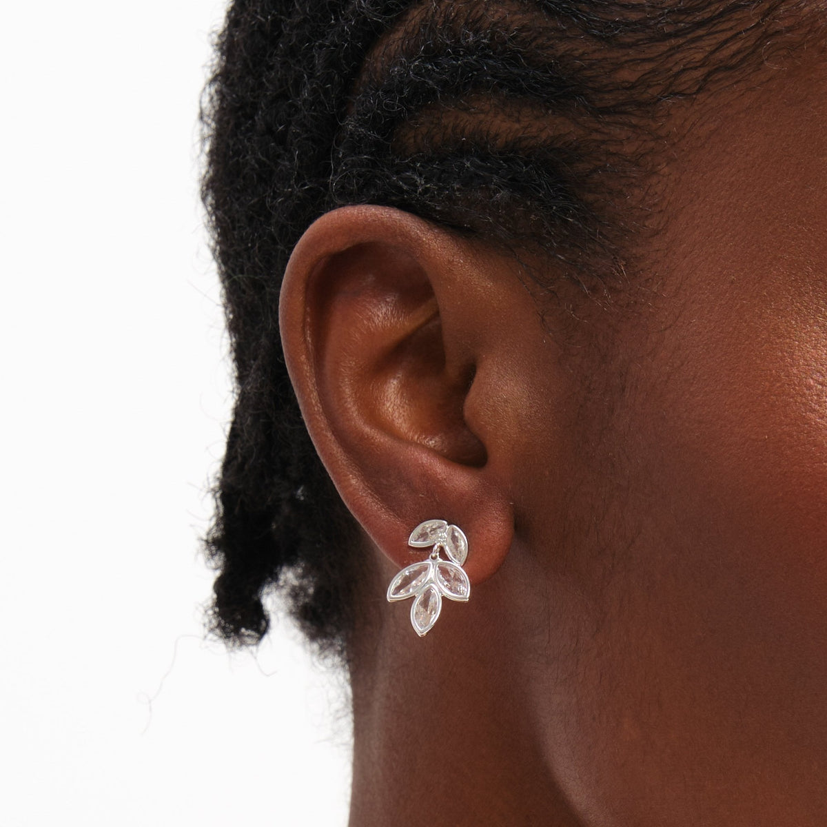 Inicio Sterling Silver Crystal Floral Drop Earrings
