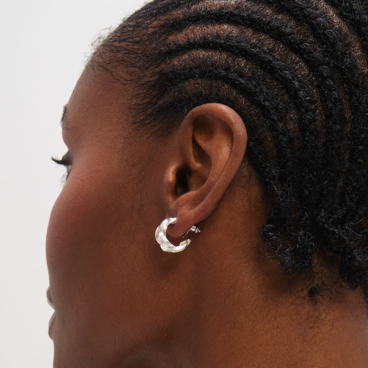 Inicio Sterling Silver Satin Braided Hoops