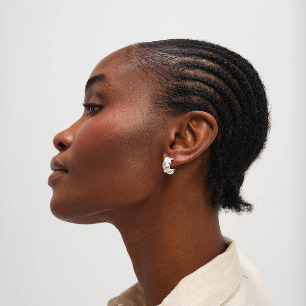 Inicio Sterling Silver Satin Braided Hoops