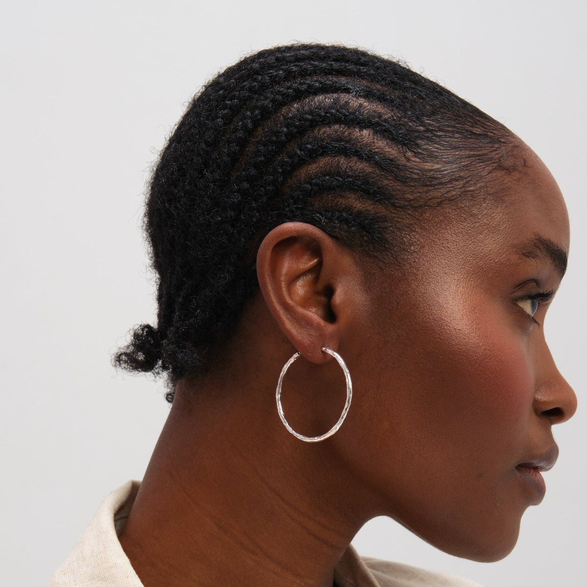 Inicio Sterling Silver Molten Large Sleeper Hoops