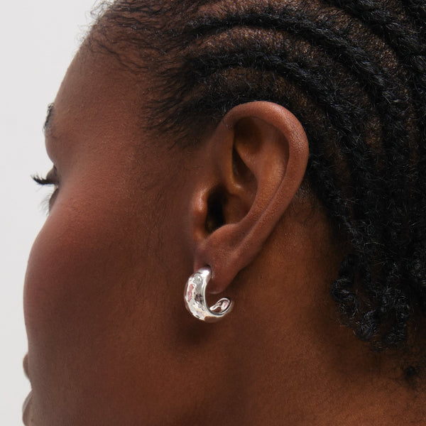 Inicio Sterling Silver Molten Hoop Earrings
