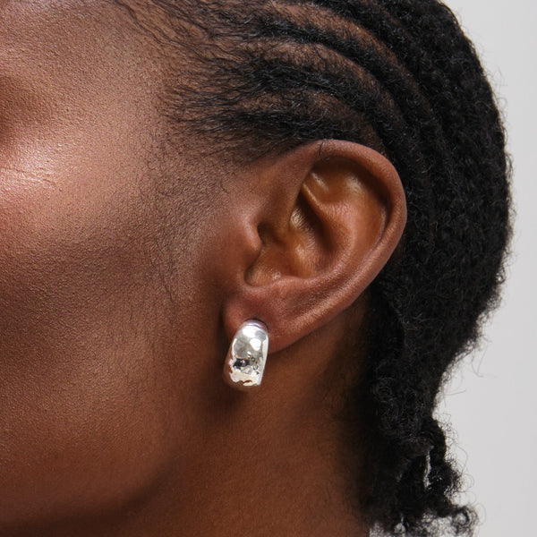 Inicio Sterling Silver Molten Hoop Earrings