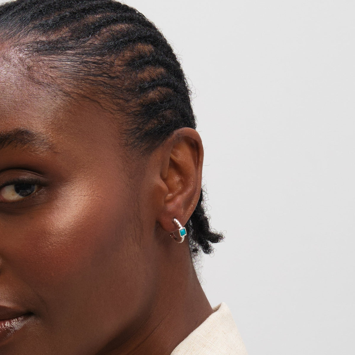 Inicio Sterling Silver Turquoise Huggie Hoops