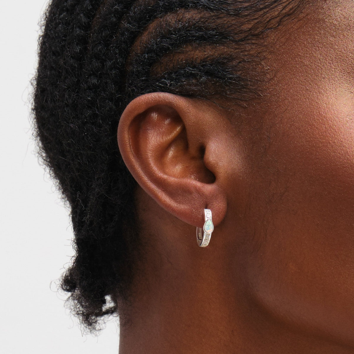 Inicio Sterling Silver Opal Huggie Hoops