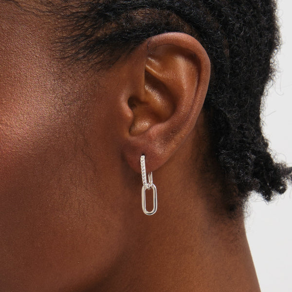 Inicio Sterling Silver Polished Double Link Drop Earrings