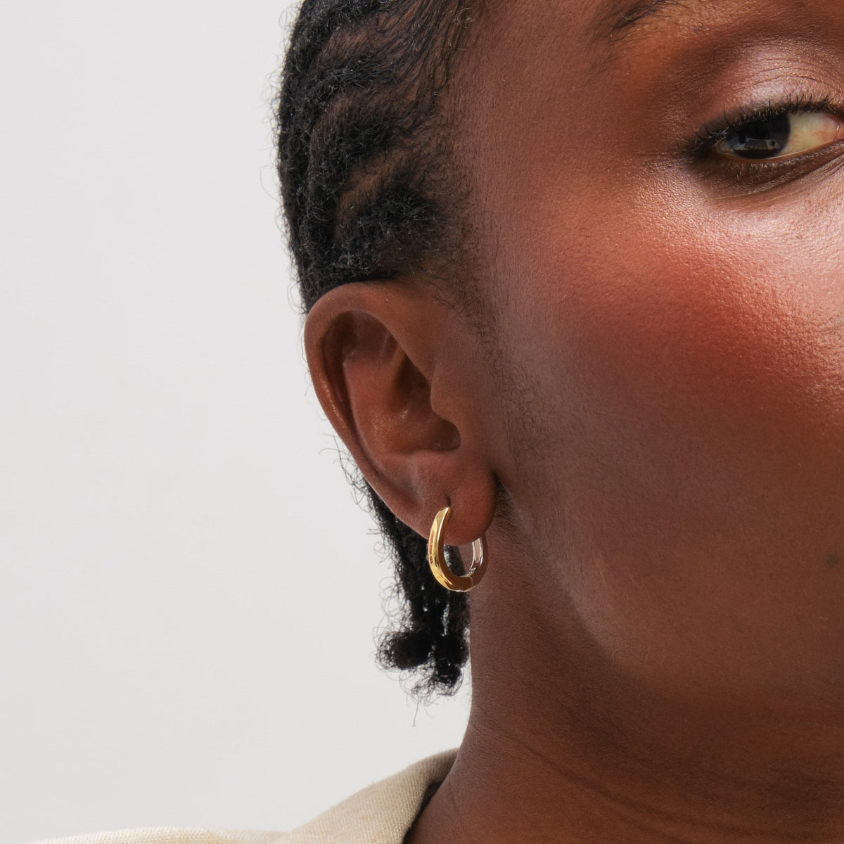 Inicio Sterling Silver Two Tone Half And Half Hoop Earrings