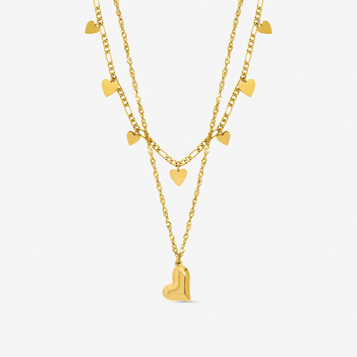 Jon Richard Gold Plated Waterproof Heart Double Row Necklace