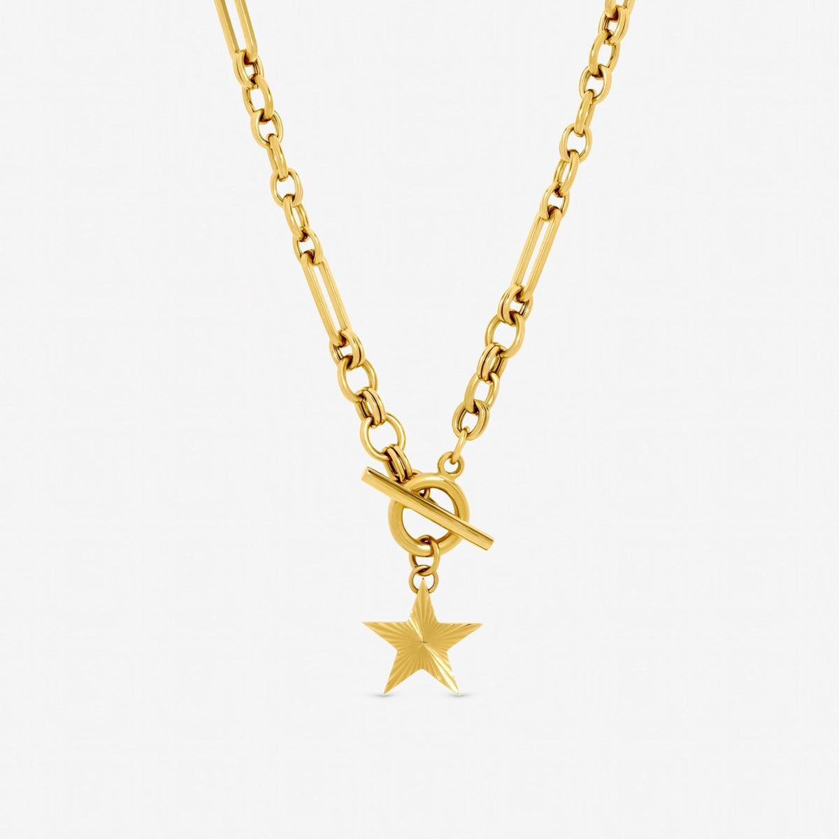 Jon Richard Gold Plated Waterproof Diamond Cut Star T Bar Necklace