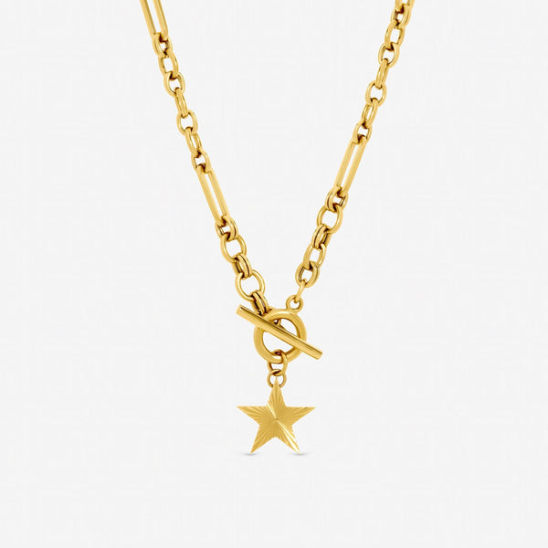 Jon Richard Gold Plated Waterproof Diamond Cut Star T Bar Necklace
