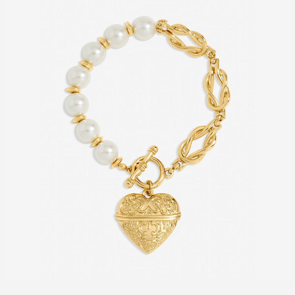 Mood Gold Plated Engraved Heart Bracelet