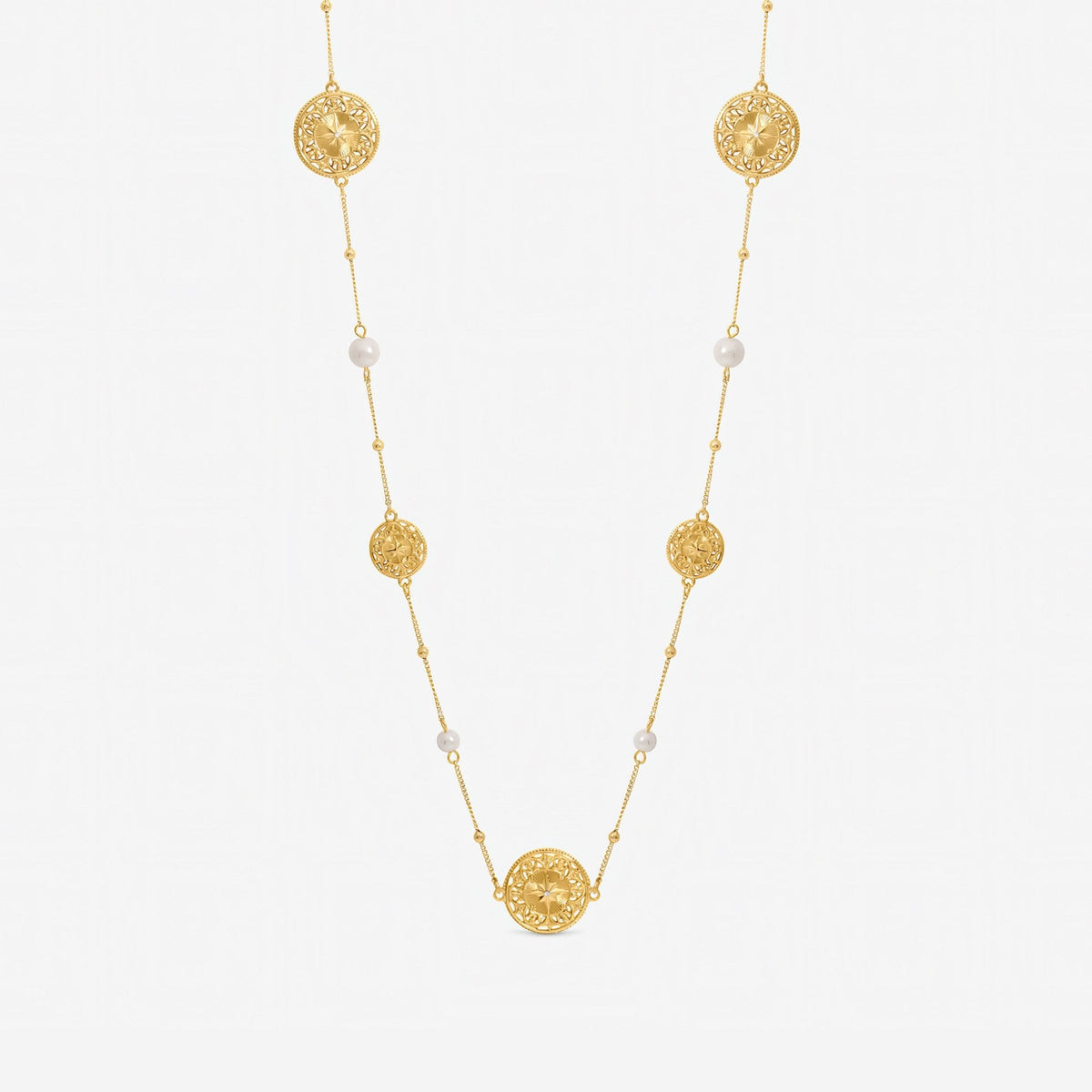 Mood Gold Plated Filigree and Pearl Necklace