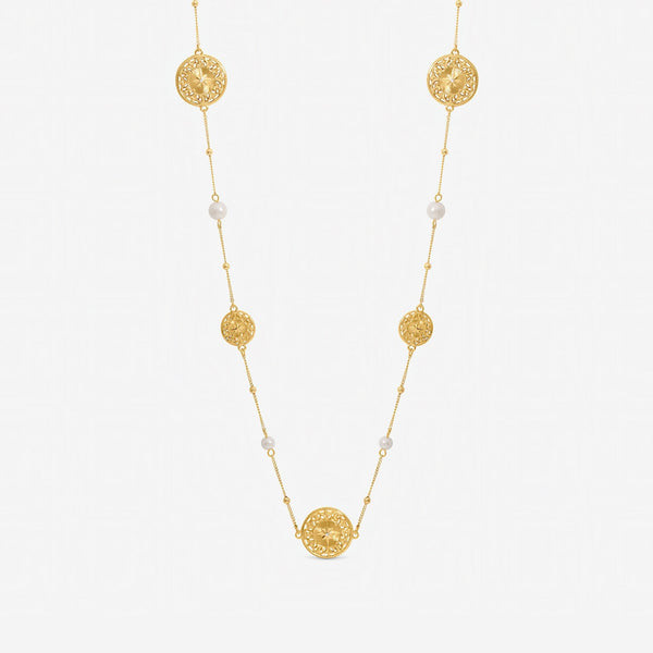 Mood Gold Plated Filigree and Pearl Necklace