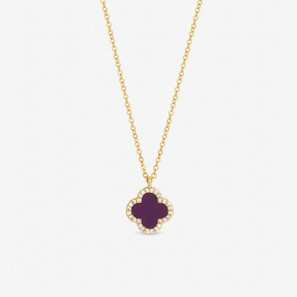 Jon Richard Gold Plated and Purple Clover Pendant Necklace