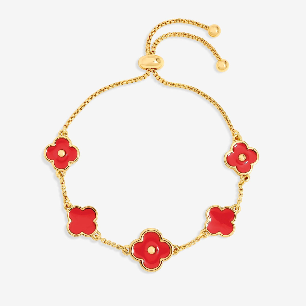 Mood Gold Plated and Coral Clover Bracelet