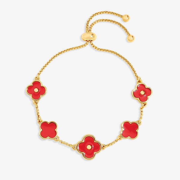 Mood Gold Plated and Coral Clover Bracelet