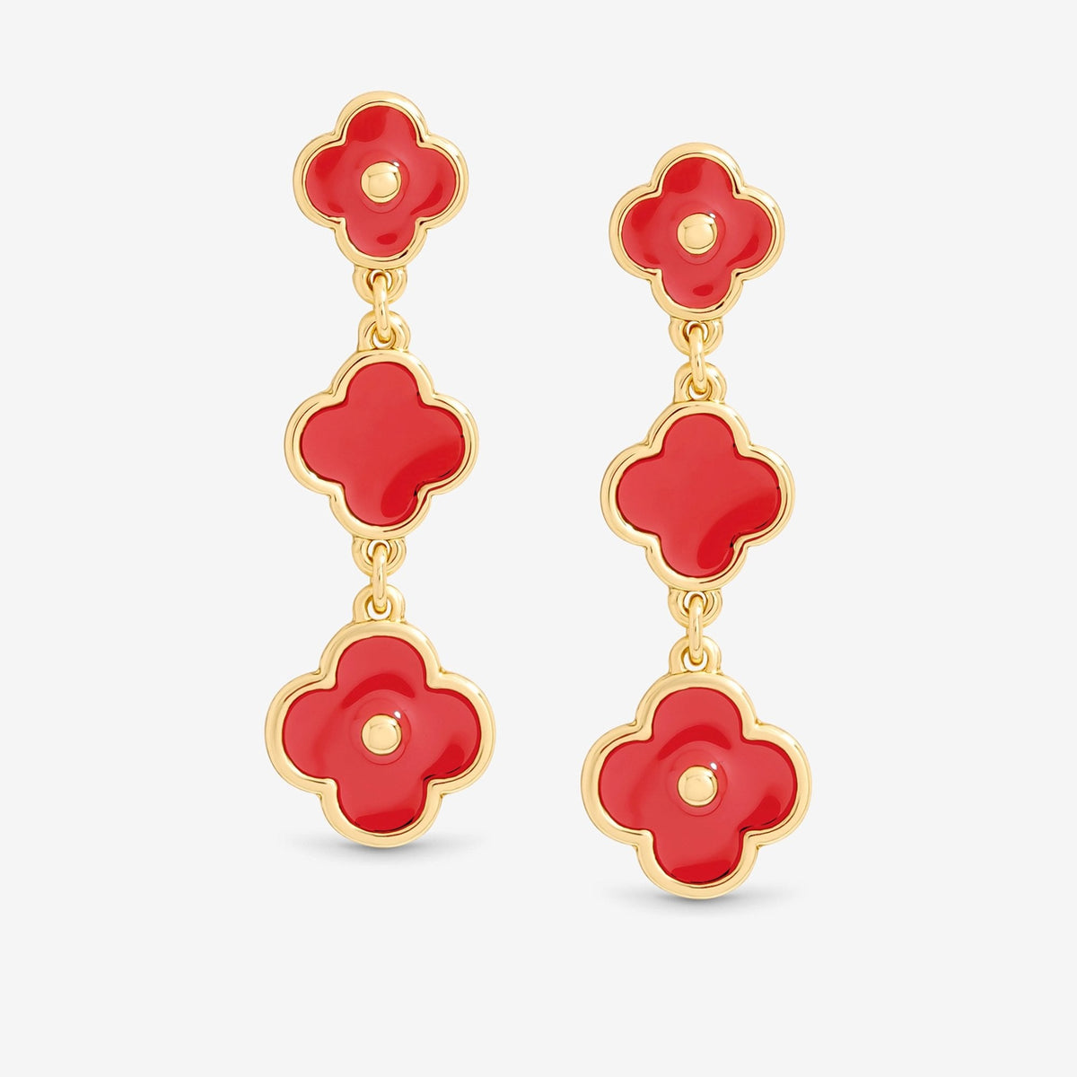 Mood Gold Plated and Coral Clover Drop Earrings