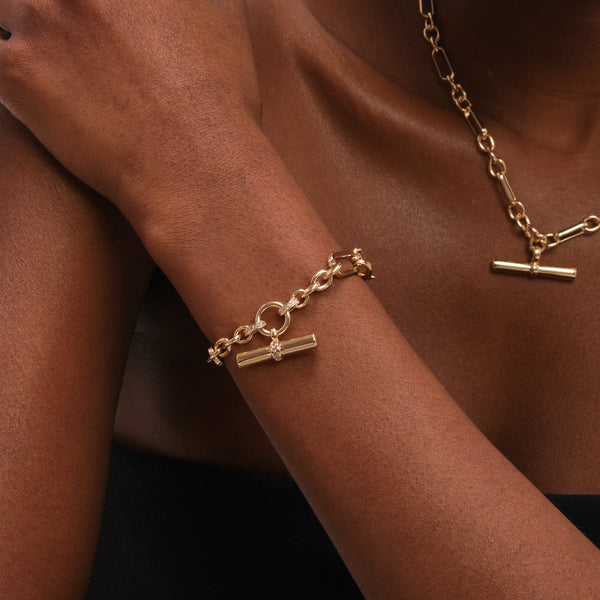 Jon Richard Gold Plated Luxe T-Bar Bracelet