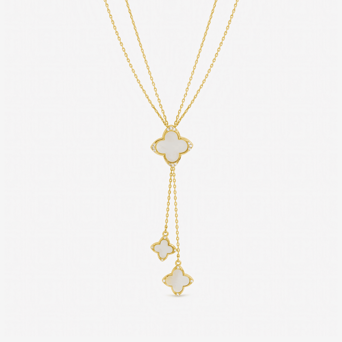 Jon Richard Gold Plated Mother of Pearl and Crystal Clover Y-Necklace