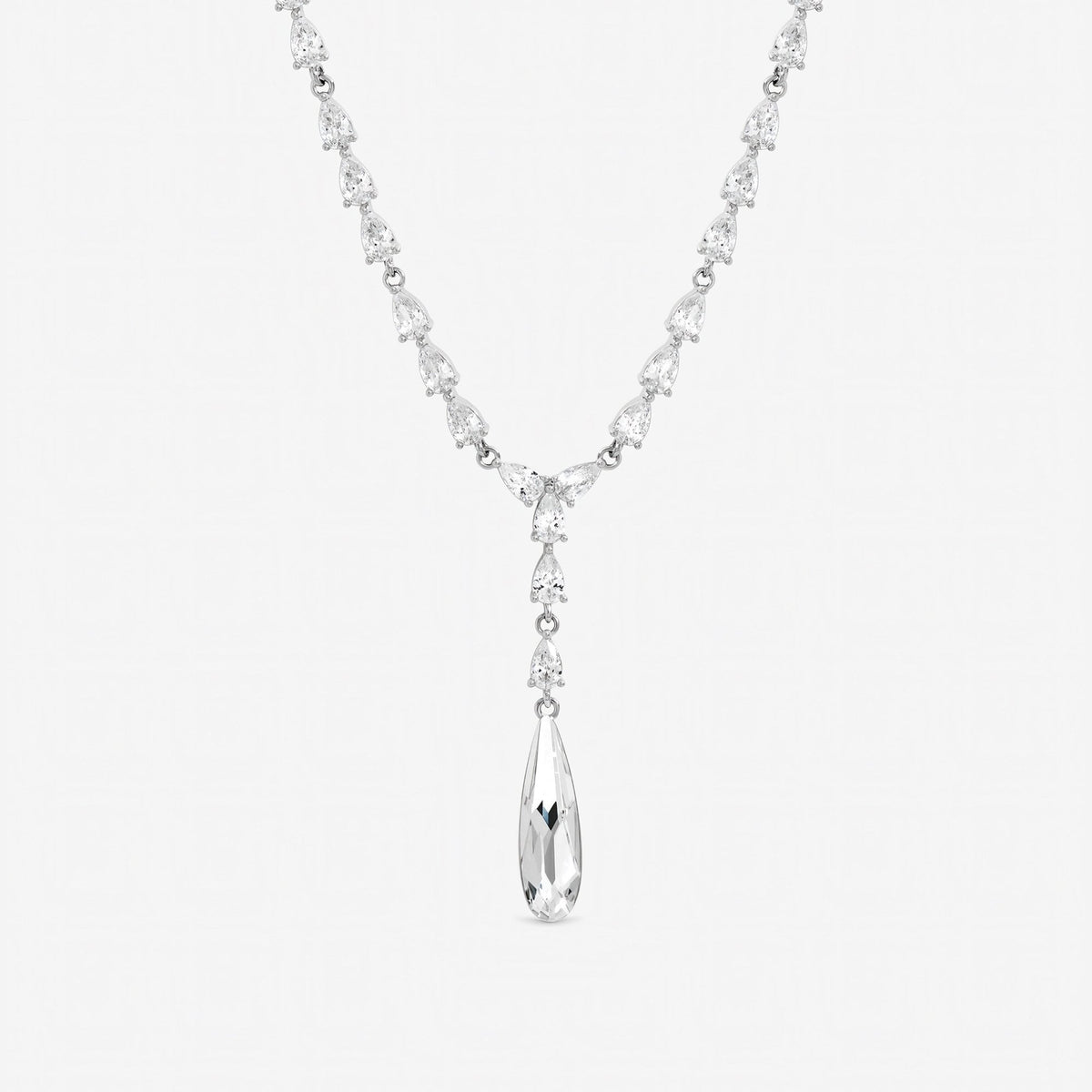 Jon Richard Rhodium Plated Linear Pear Drop Y-Necklace
