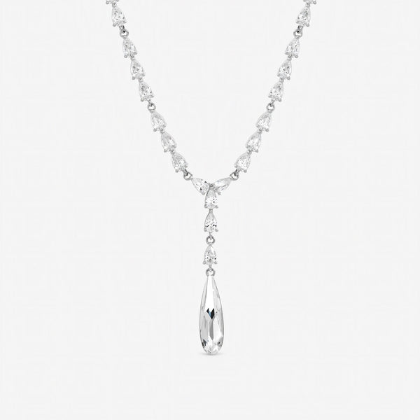 Jon Richard Rhodium Plated Linear Pear Drop Y-Necklace