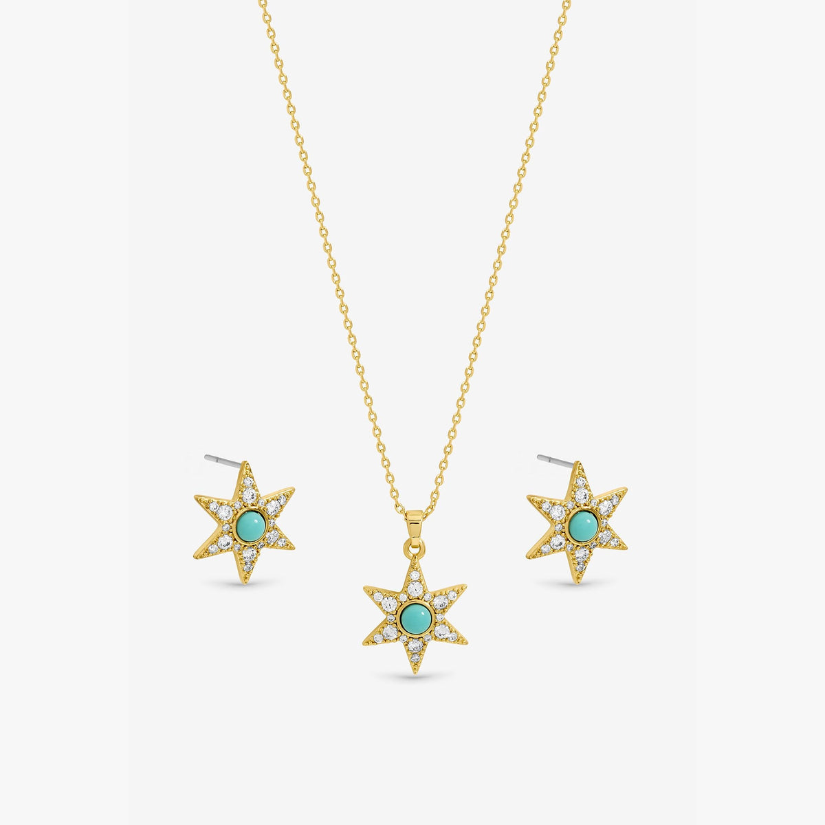 Inicio 14Ct Real Gold Plated Turquoise Star Set - Gift Box