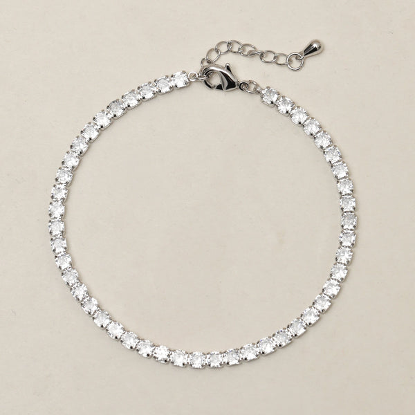 Jon Richard Rhodium Plated and Cubic Zirconia Round Tennis Bracelet