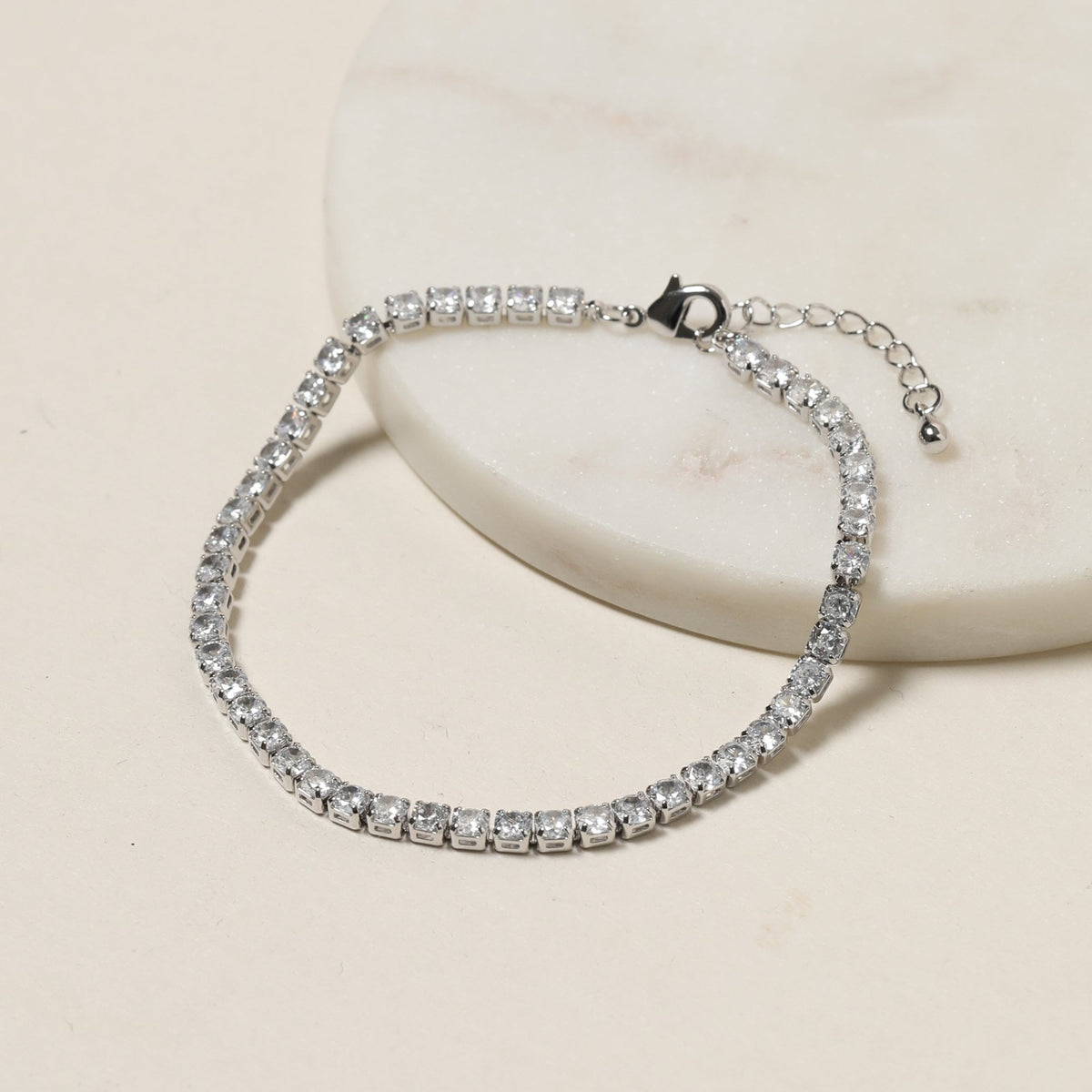 Jon Richard Rhodium Plated and Cubic Zirconia Round Tennis Bracelet