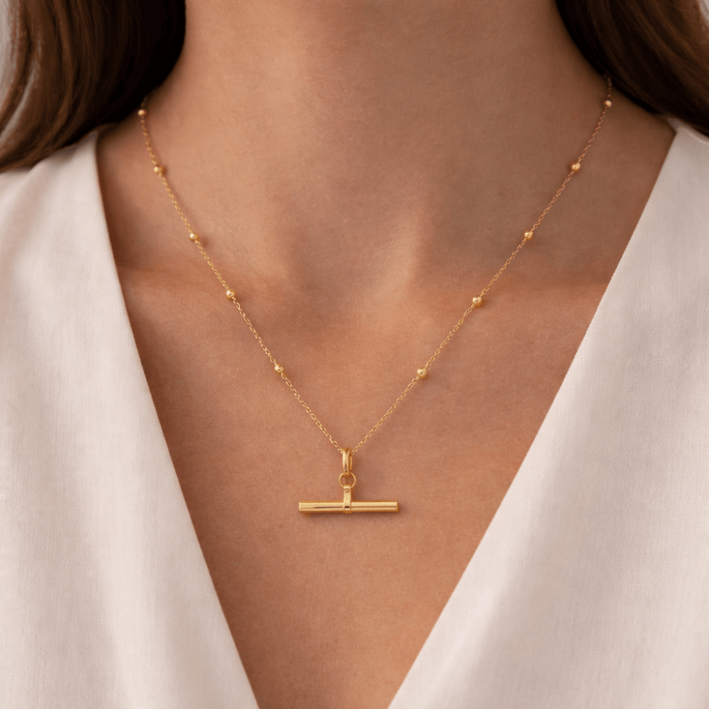Jon Richard Gold Plated Waterproof T-Bar Necklace